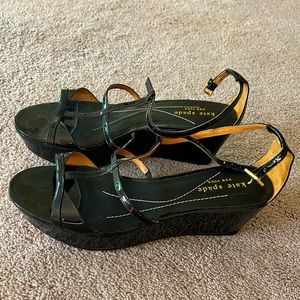 Kate Spade, black strappy wedge. Size 8